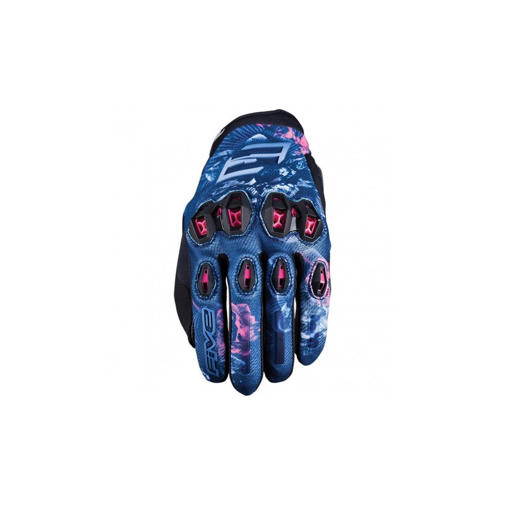 Women’s motorcycle gloves Five Stunt Evo 2 Woman Flowers M summer goat leather AirgoProtech CE pink New