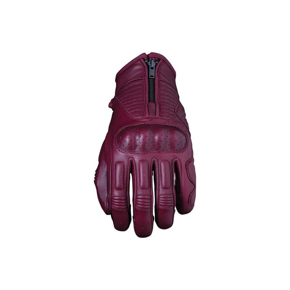 Five Kansas Mujer M verano burdeos personalizado CE perforado de cuero de cabra guantes de moto de las mujeres Nuevo