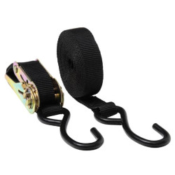 Correa con trinqueteERDE, 4,5 m, con ganchos de 25 mm de ancho para remolque