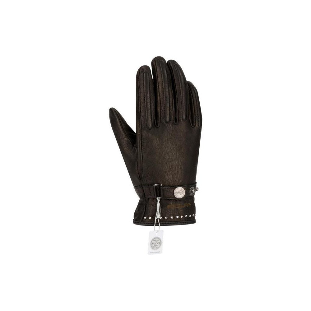 Segura Lady Cox XS verano negro cabra cuero moto guantes Swarovski cristales CE Nuevo