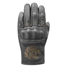 Gants moto homme Racer Cally M été cuir chèvre perforé vintage Ergoflex CE noir Neufs