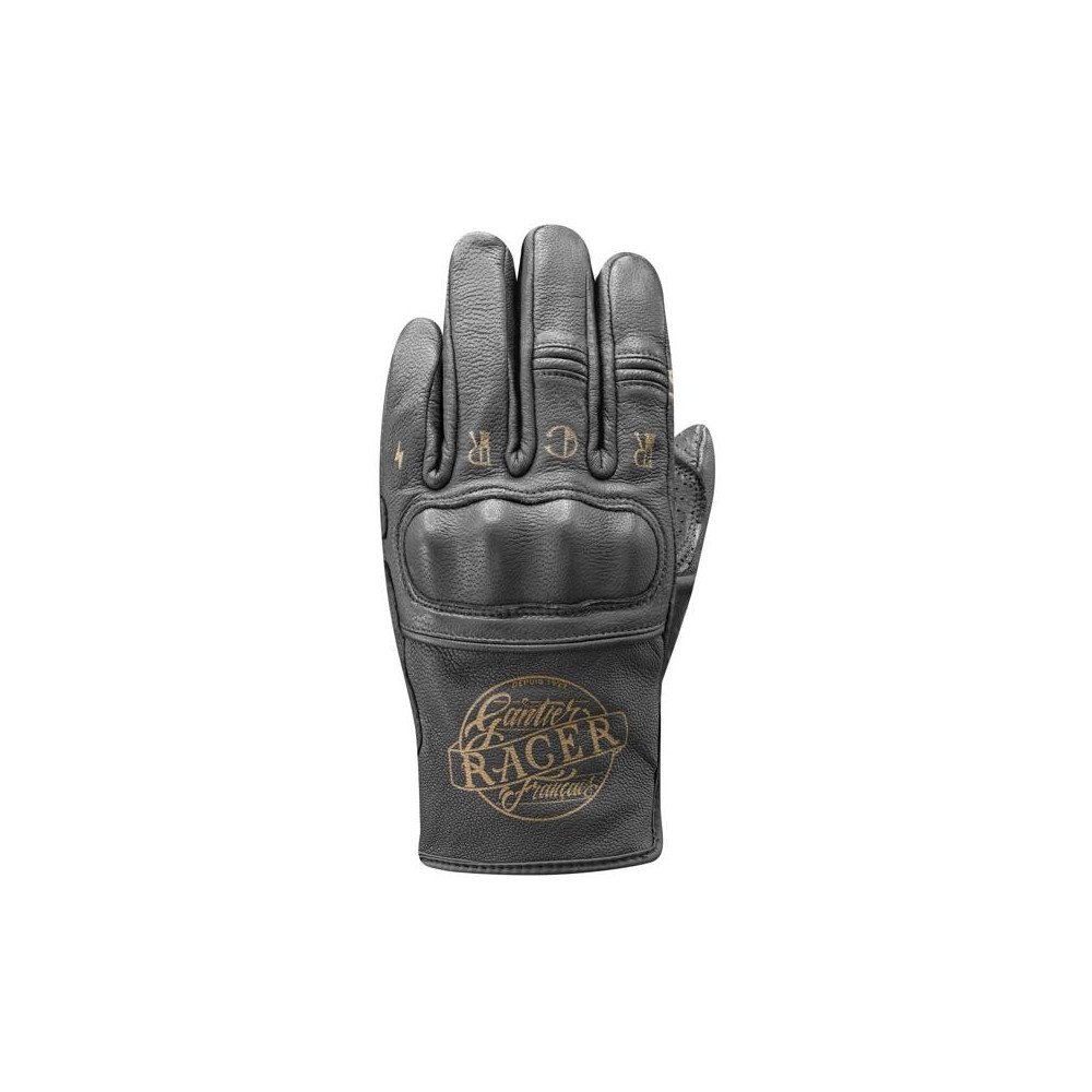 Guantes de moto para hombre Racer Cally M verano vintage piel de cabra perforada Ergoflex CE negro Nuevo