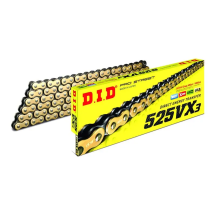 CadenaDIDo 525VX3, 114 eslabones X-Ring, dorada y negra, remachada, 4525516395229