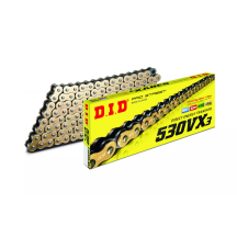 CadenaDIDo 530VX3, 116 eslabones X-Ring, dorada y negra, remachada 4525516397230