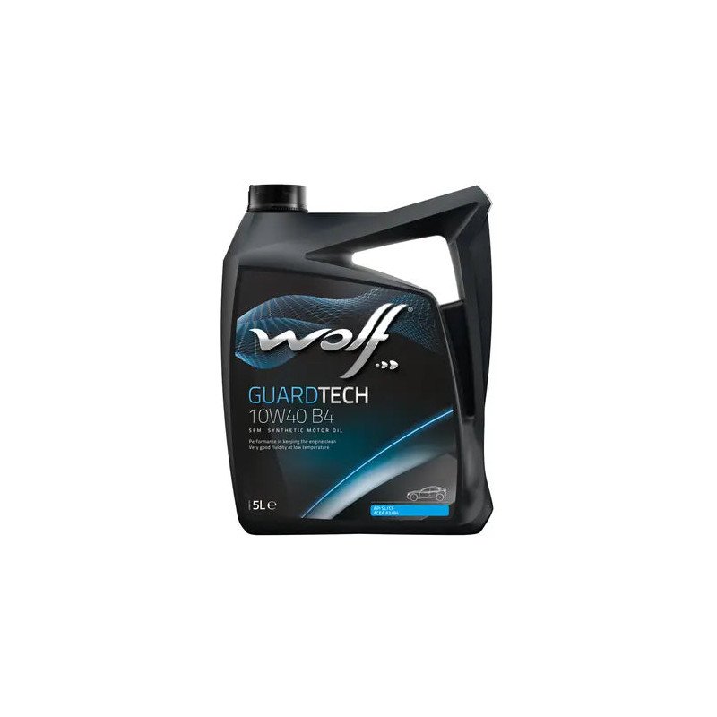 Huile moteur voiture Wolf GuardTech 10W40 B4 semi-synthèse 5L