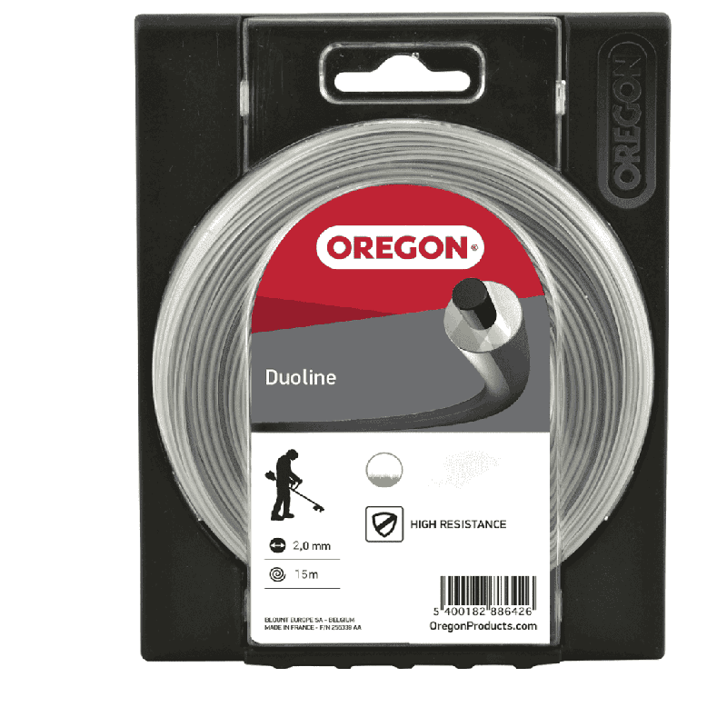 Fil nylon OREGON Duoline 2.0 mm 15 m donut réf 591609 ADF591609