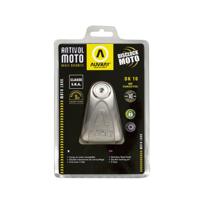 Antivol bloque disque AUVRAY DK-10 SRA gris pin Ø10 mm