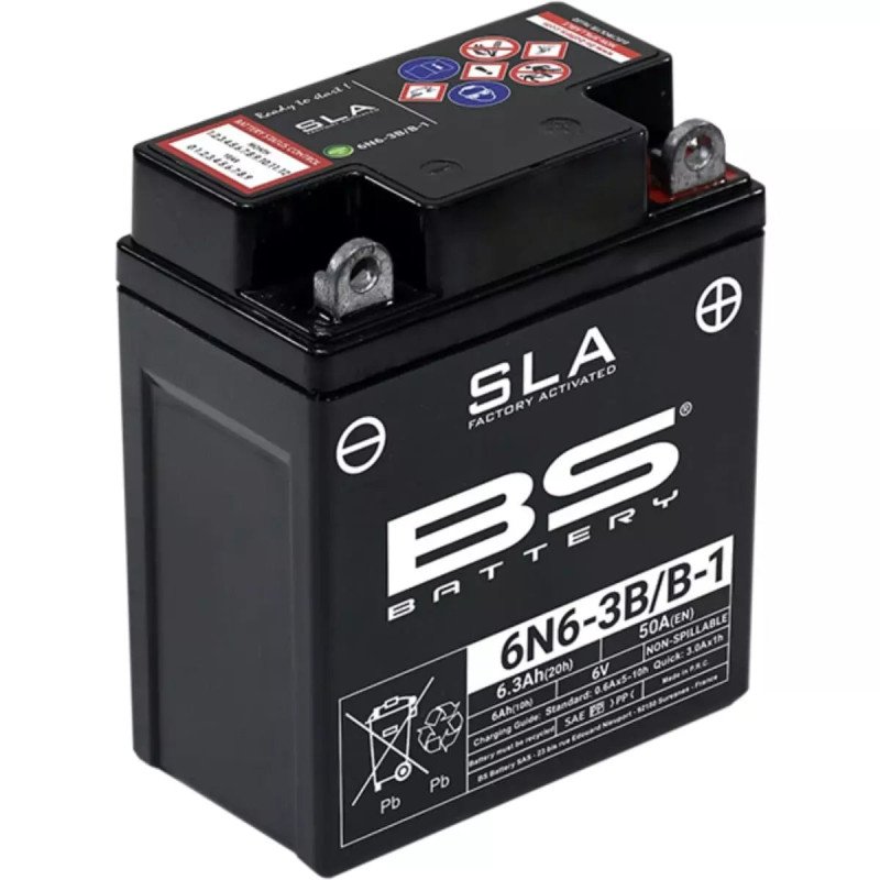 BS Battery-Motorradbatterie 6N6-3B/B-1 6 V 6 Ah, gebrauchsfertig