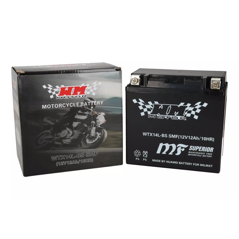 WM Motor-Gelbatterie 12 V, 12 Ah WTX14L-BS / YTX14L-BS SMF