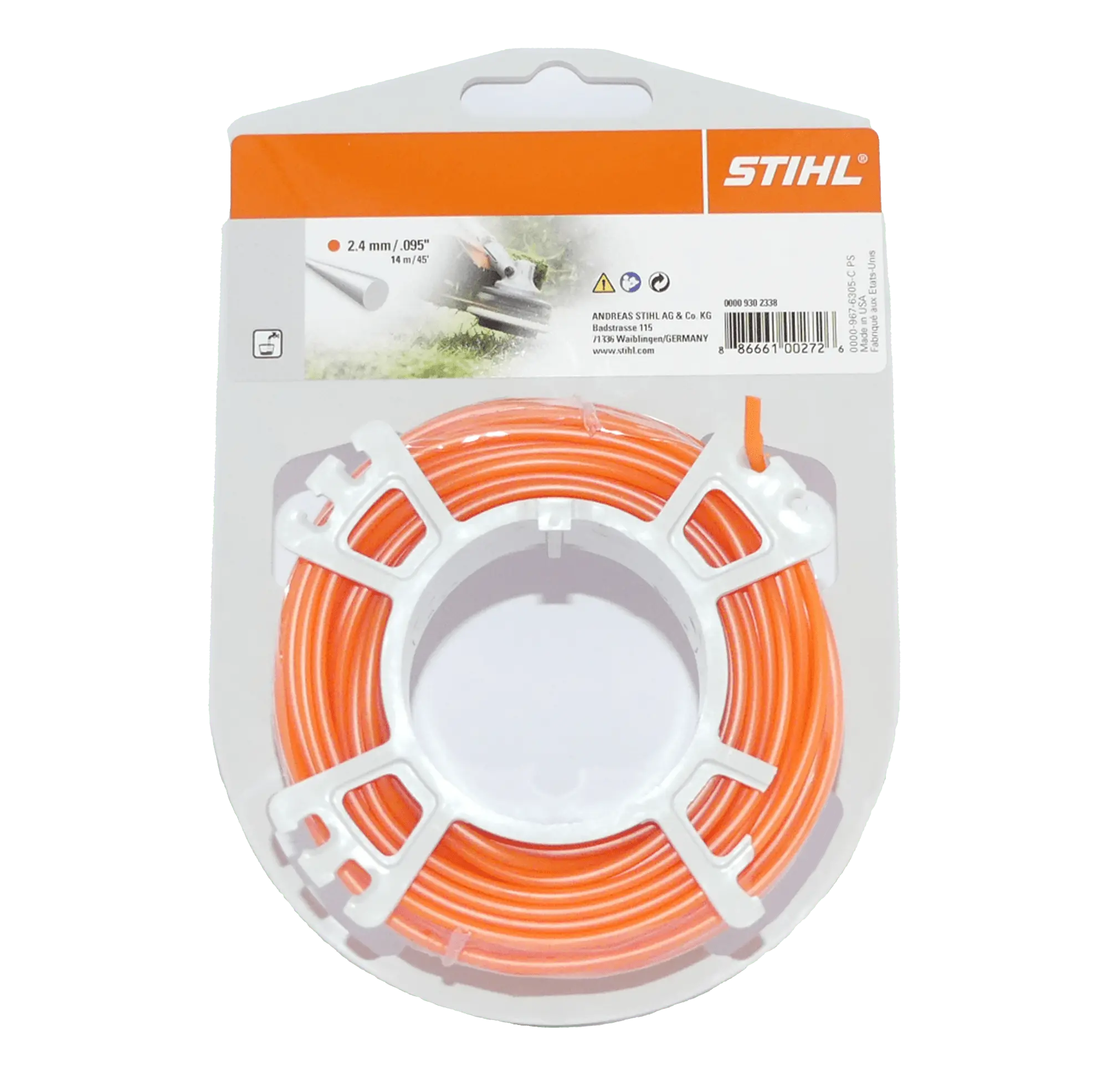 Rouleau fil nylon Stihl 14,6 m 2,4 mm débroussailleuse Ref 0000-930-2338