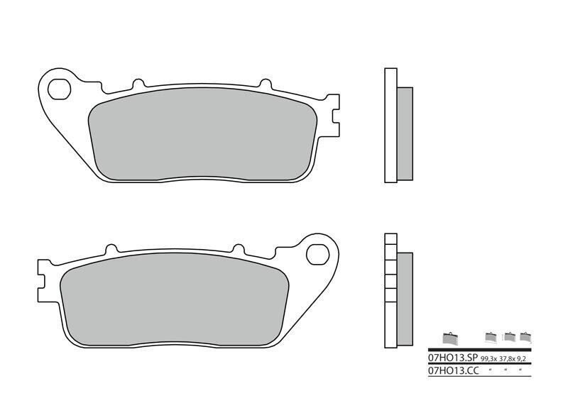 Plaquettes de frein arrière moto Brembo 07HO13SP – Métal fritté – Honda