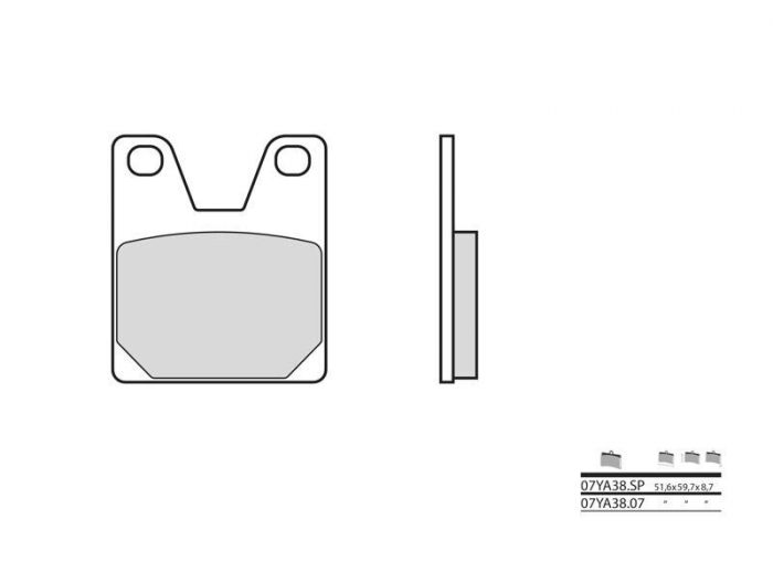 Plaquettes de frein arrière moto Brembo 07YA38SP – Métal fritté – Yamaha YZF-R1 (1998-2001)