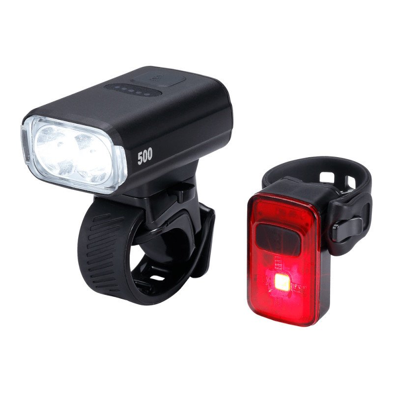 Fahrradbeleuchtungs-Set BBB NanoStrike 500 Lumen + Rücklicht Spark USB-C schwarz Neu