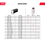Spray réparation crevaison Zéfal 150ml valve Presta Schrader Dunlop vélo Neuf