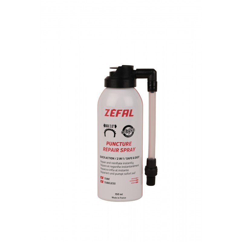 Spray réparation crevaison Zéfal 150ml valve Presta Schrader Dunlop vélo Neuf