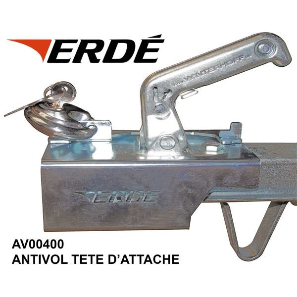 Antivol universel tête d’attache ERDE avec cadenas inox pour remorque