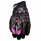 Fünf Stunt Evo Replica Damen-Motorradhandschuhe Flower M Sommer Ziegenleder Spandex CE rosa Neu