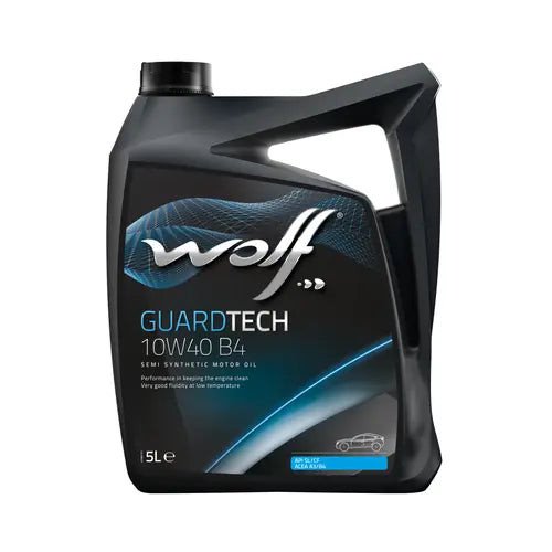 Huile moteur voiture Wolf GuardTech 10W40 B4 semi-synthèse 5L