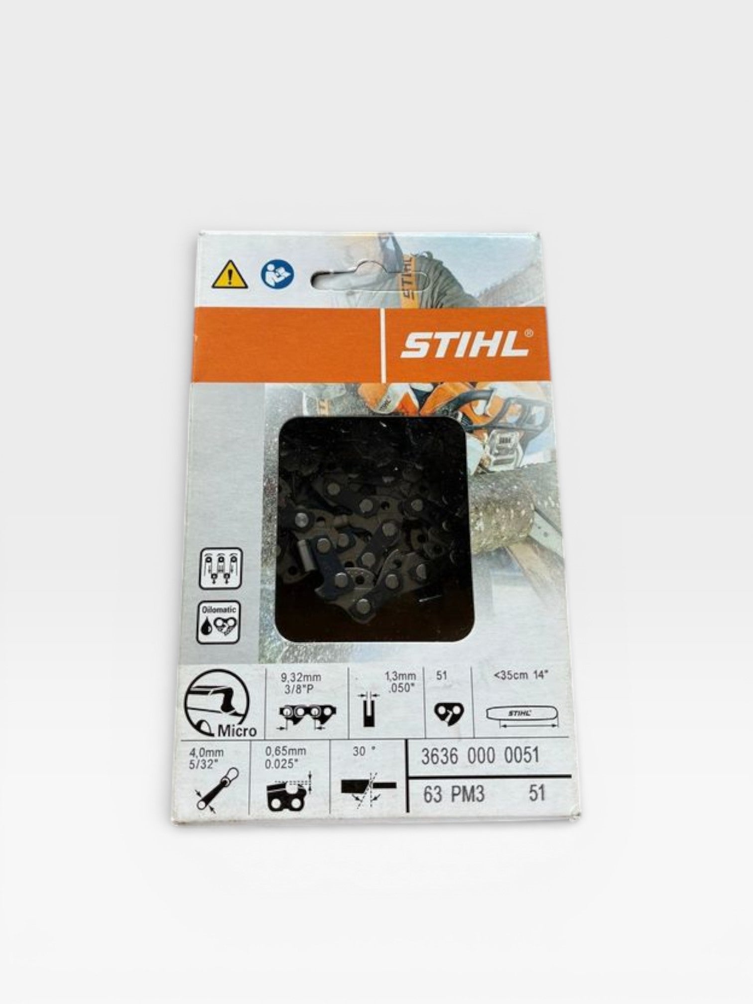 Chaîne STIHL Picco Micro 3 3/8P 1,3 mm guide 35 cm Ref 3636-000-0051