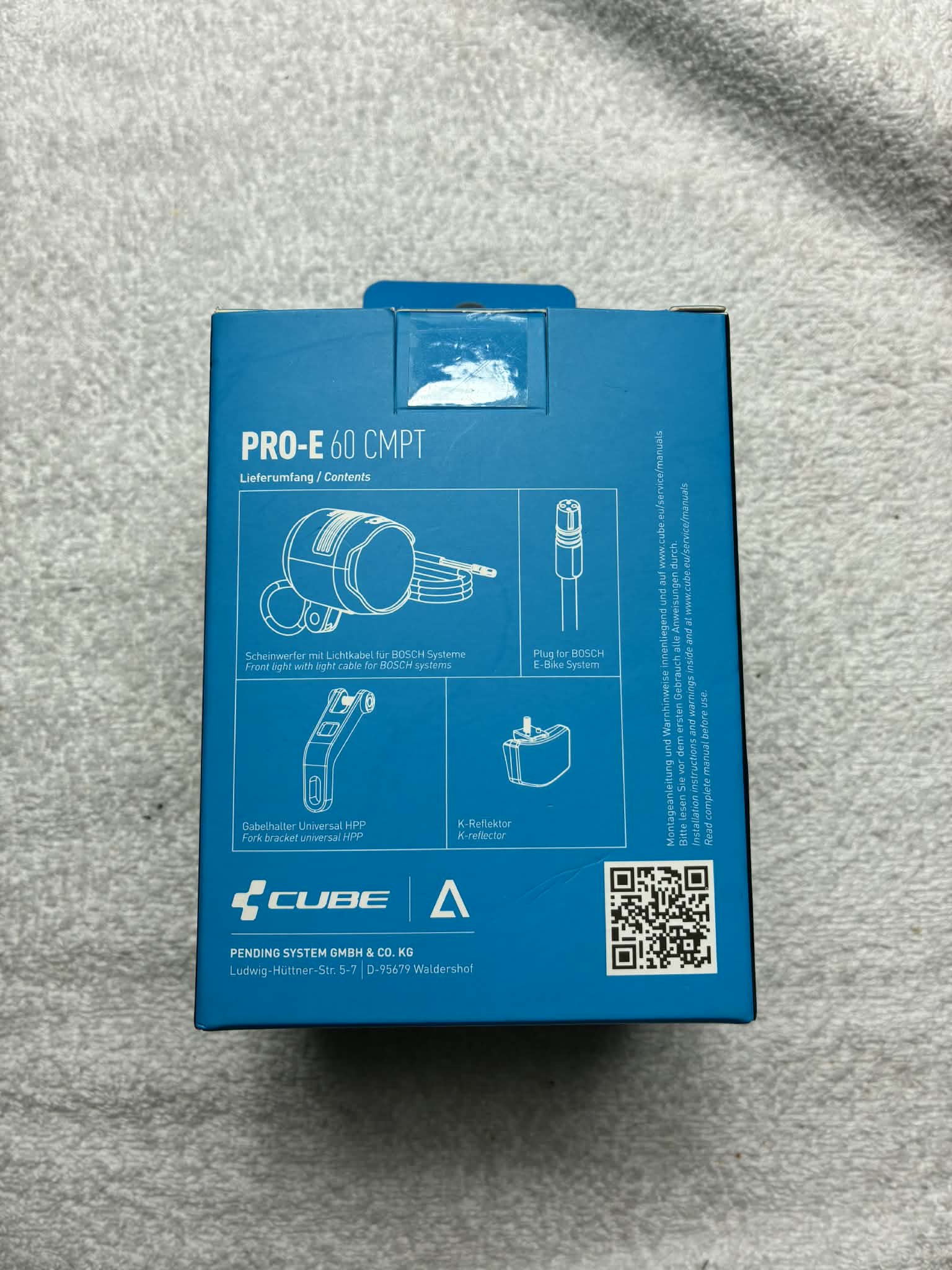 Feu avant vélo électrique CUBE ACID PRO-E 60 CMPT 60 LUX – NEUF