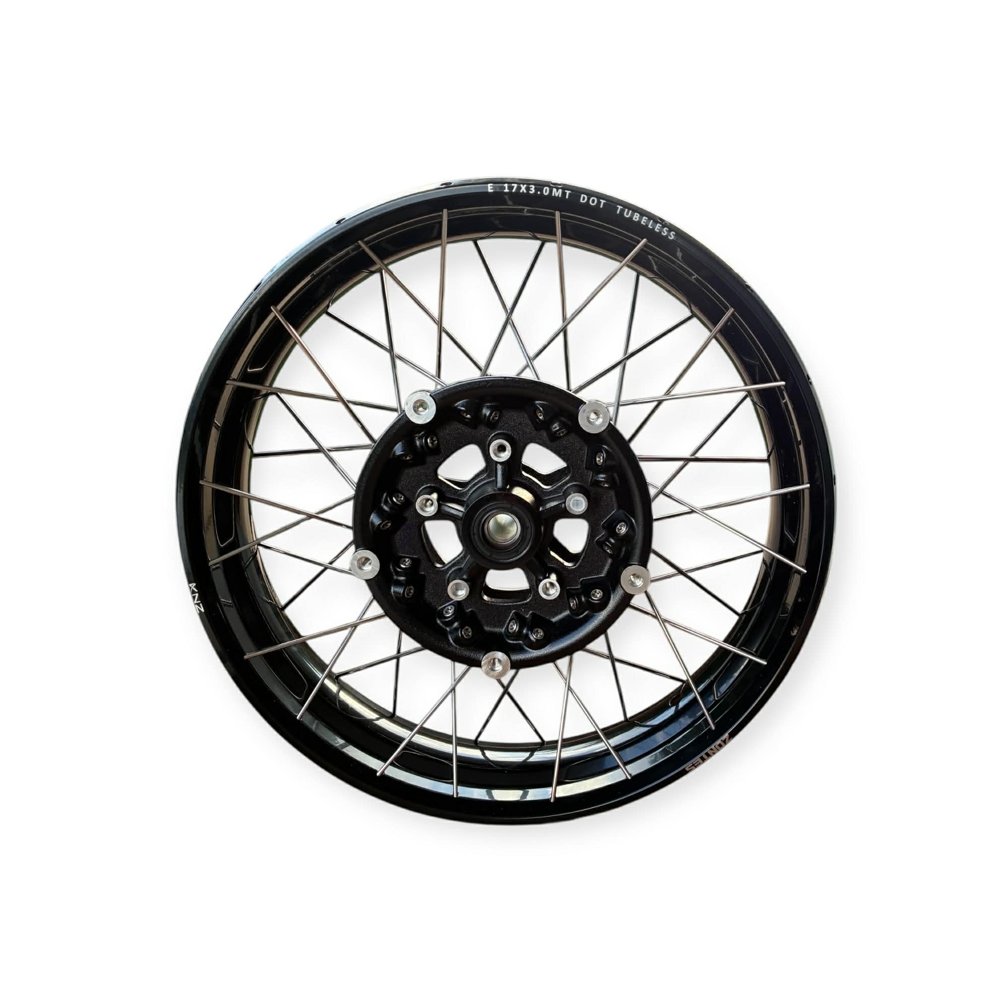 Roue arrière ZONTES 17x3.0 MT tubeless complète
