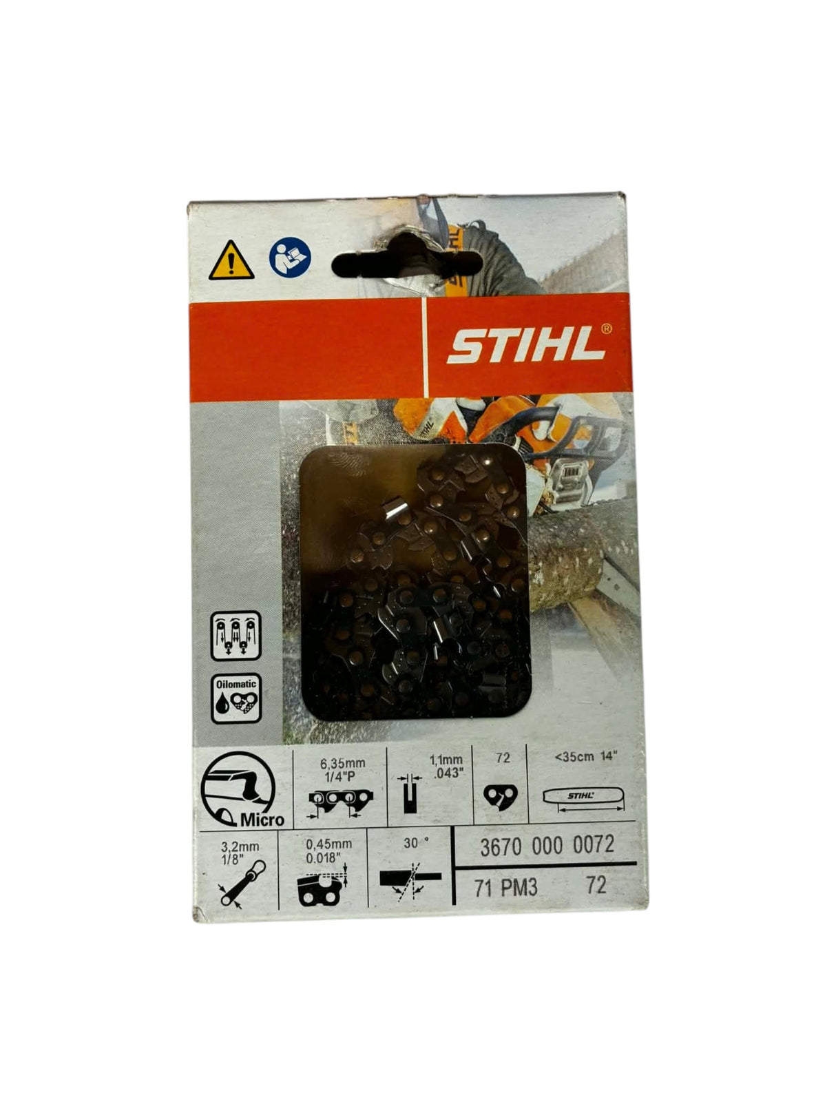 Chaîne STIHL Picco Micro 3 PM3 1/4" P 1,1 mm 72 maillons 36700000072