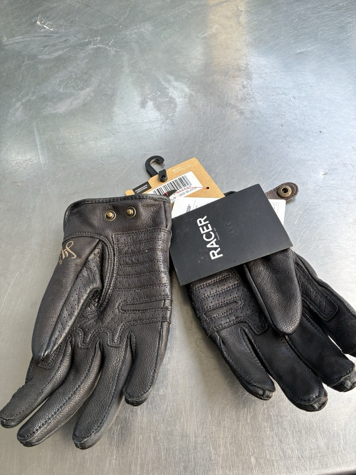 Gants moto été Racer Cally cuir vintage – Taille L (9) – Neuf