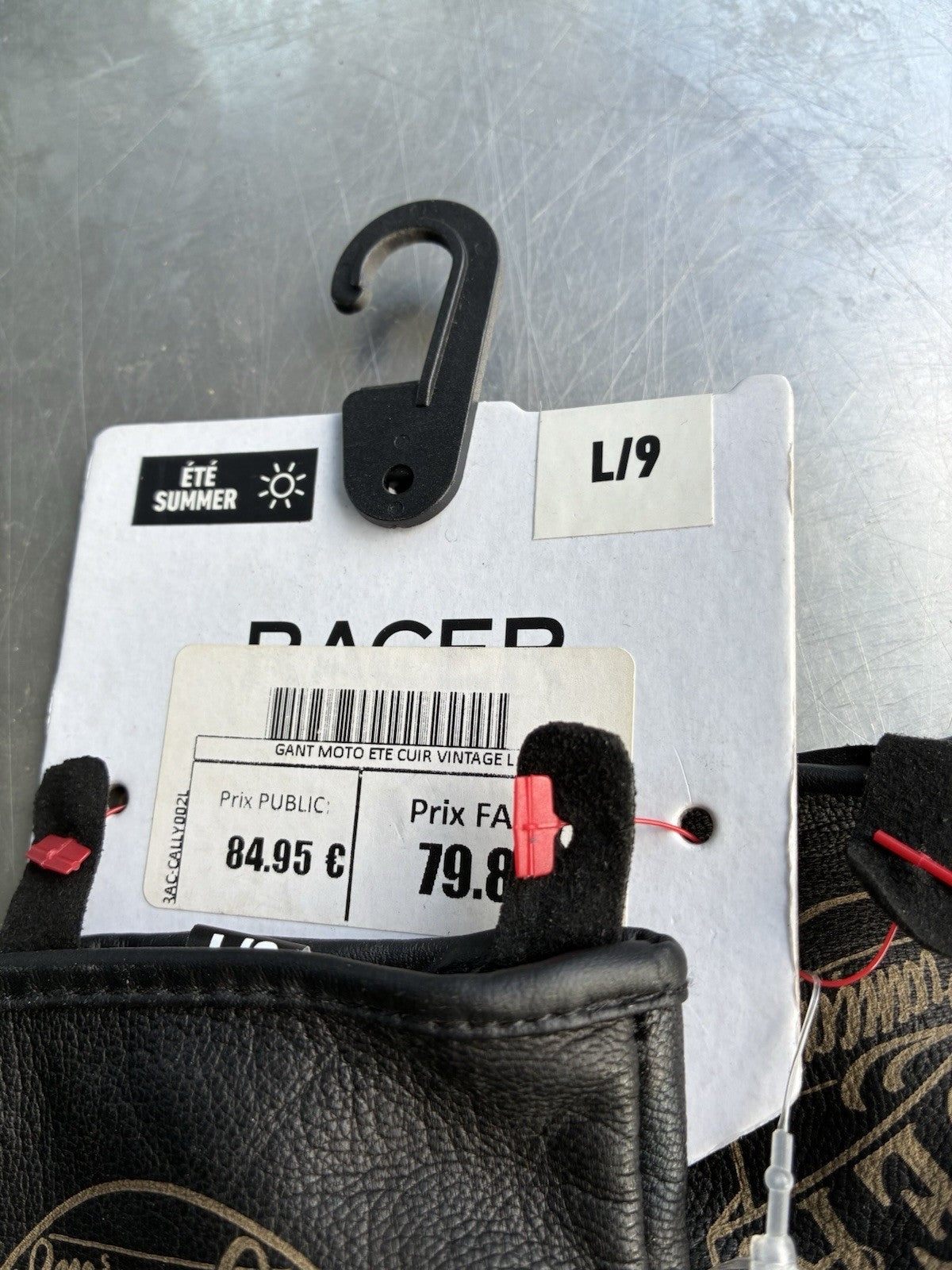 Gants moto été Racer Cally cuir vintage – Taille L (9) – Neuf
