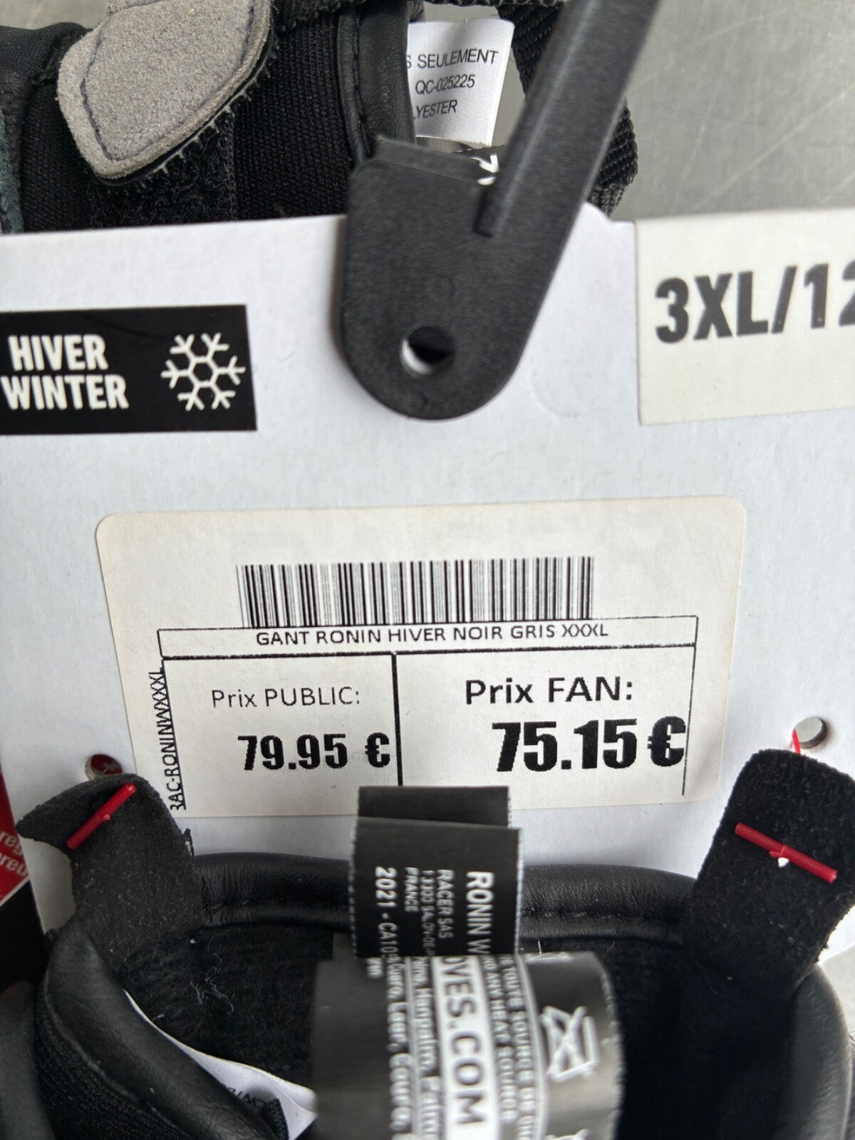 Gants moto hiver RACER RONIN WINTER 3XL – gris noir – jamais servi