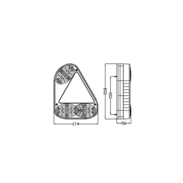Feu remorque vertical gauche Dafa – 5 fonctions – Neuf
