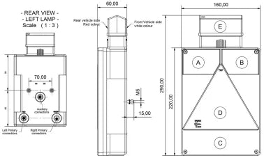 Feu arrière remorque gauche RADEX 6800 – 5 fonctions – Vertical – Réf. 1TR003953 – Neuf