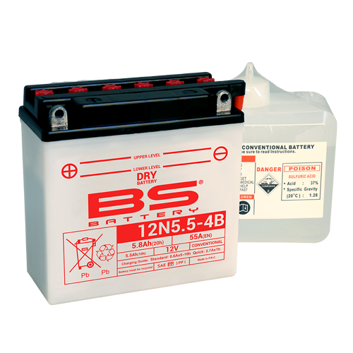 BS Battery 12N5.5-4A 12V 5.8Ah Konventionelle Motorradbatterie – Ref 1079914