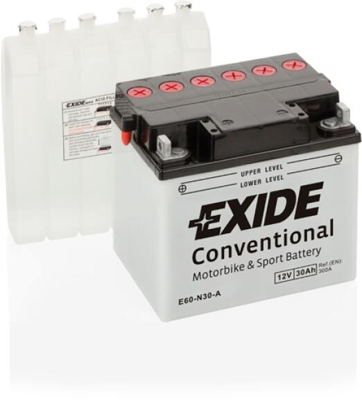 Batterie Moto Exide Conventional E60-N30-A 12V 30Ah Réf E60-N30-A