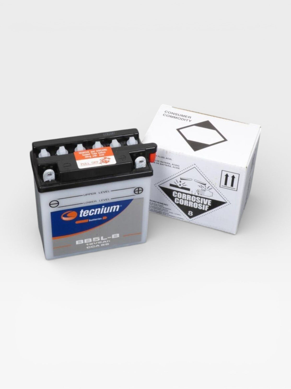 Tecnium BB5L-B 12V Konventionelle Motorradbatterie mit Säurepack