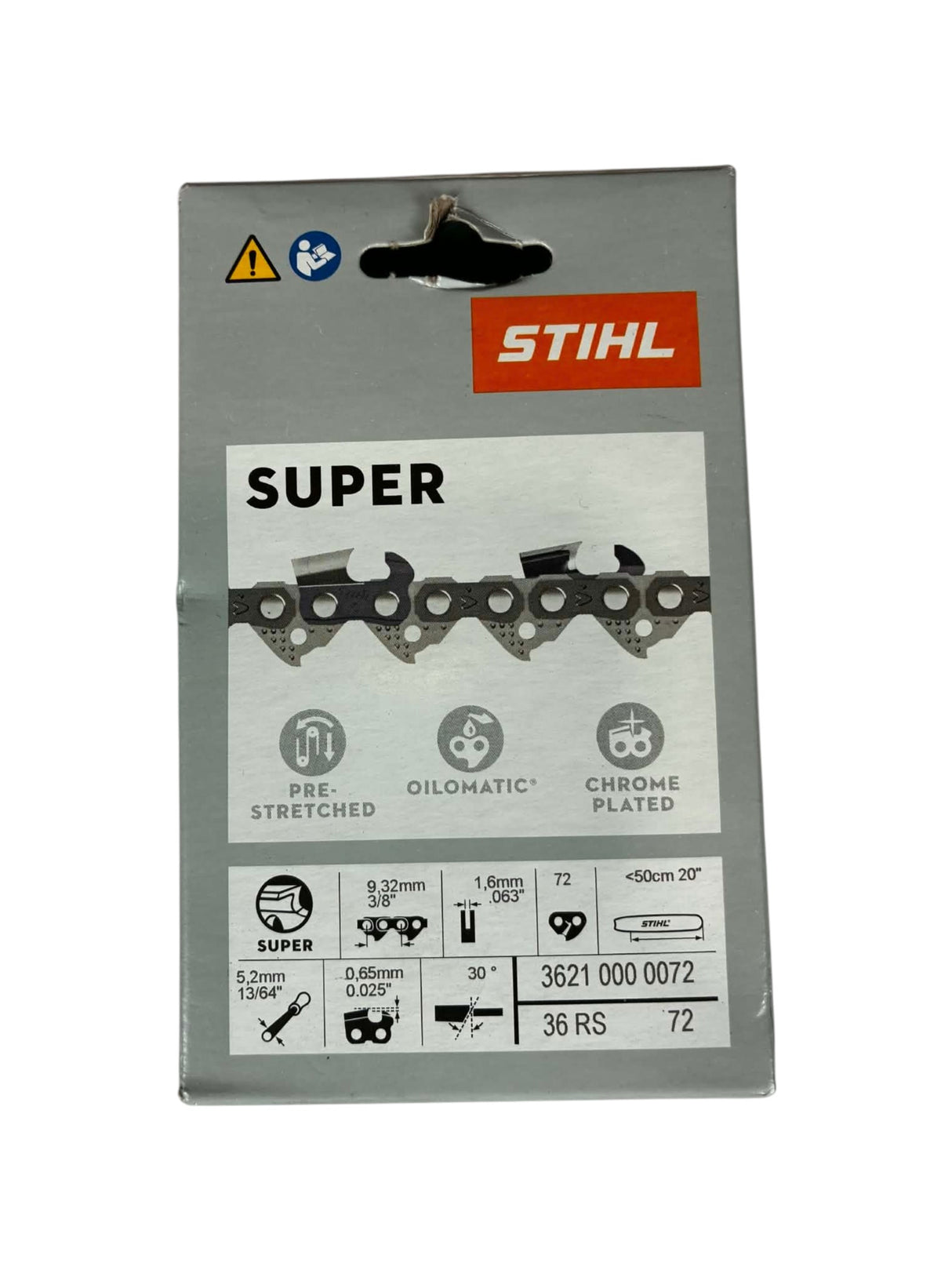 Chaîne STIHL Rapid Super RS 3/8" 1,6 mm 72 maillons 36210000072