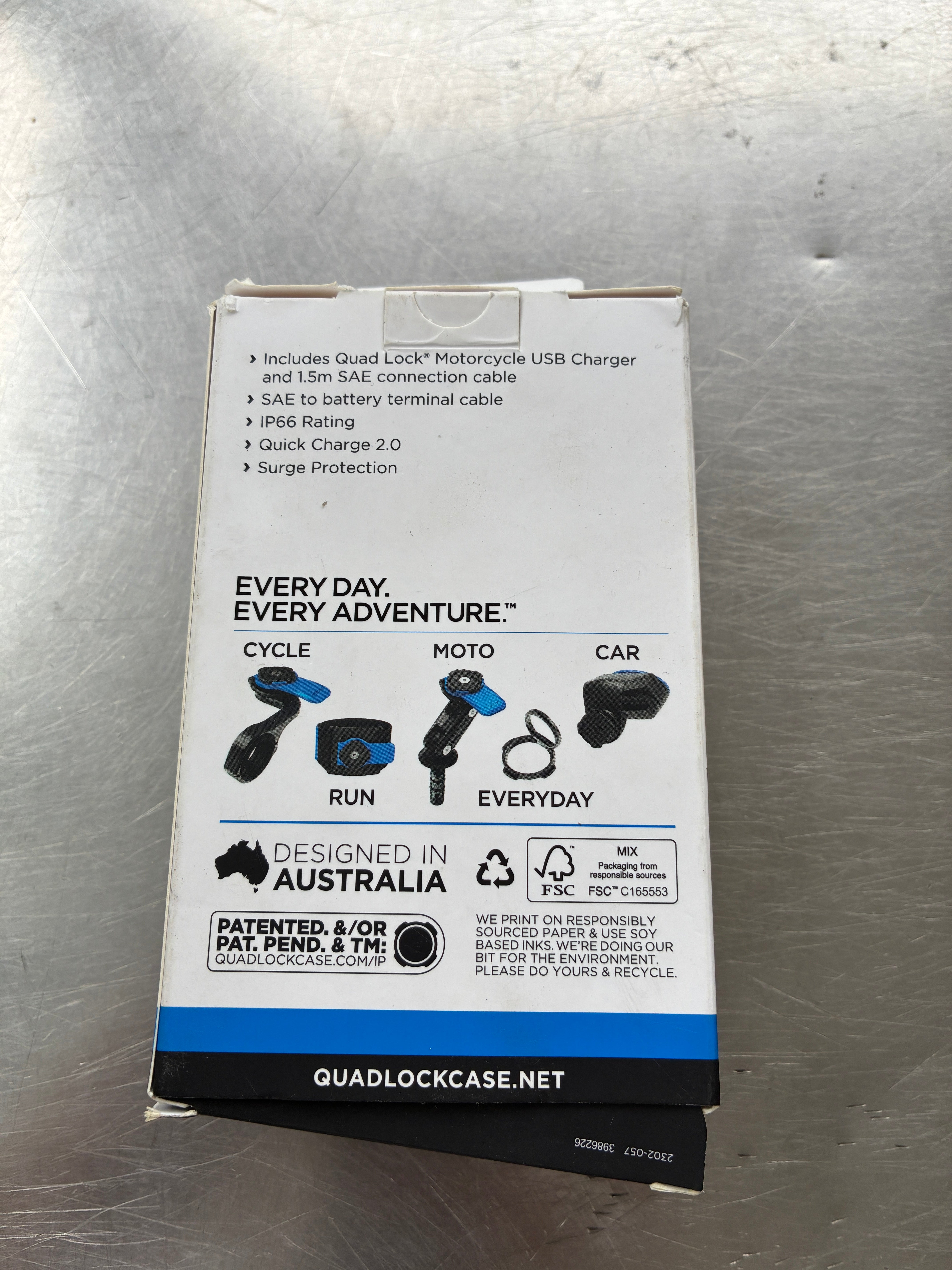 Chargeur USB Quad Lock moto QDL0052 – Universel – Noir