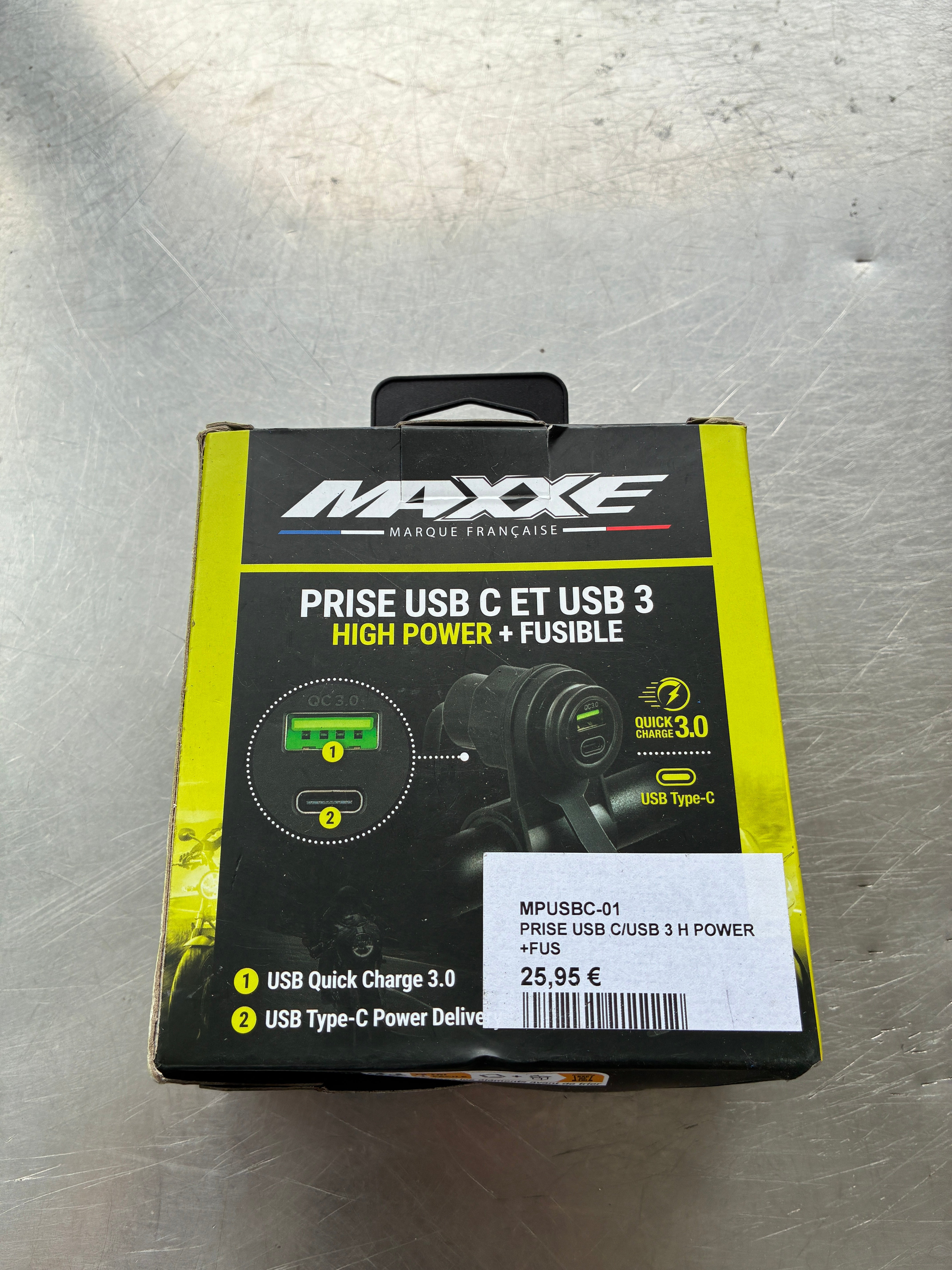 Chargeur USB Moto MAXXE USB-C / USB QC 3.0 – Ref. MPUSBC-01