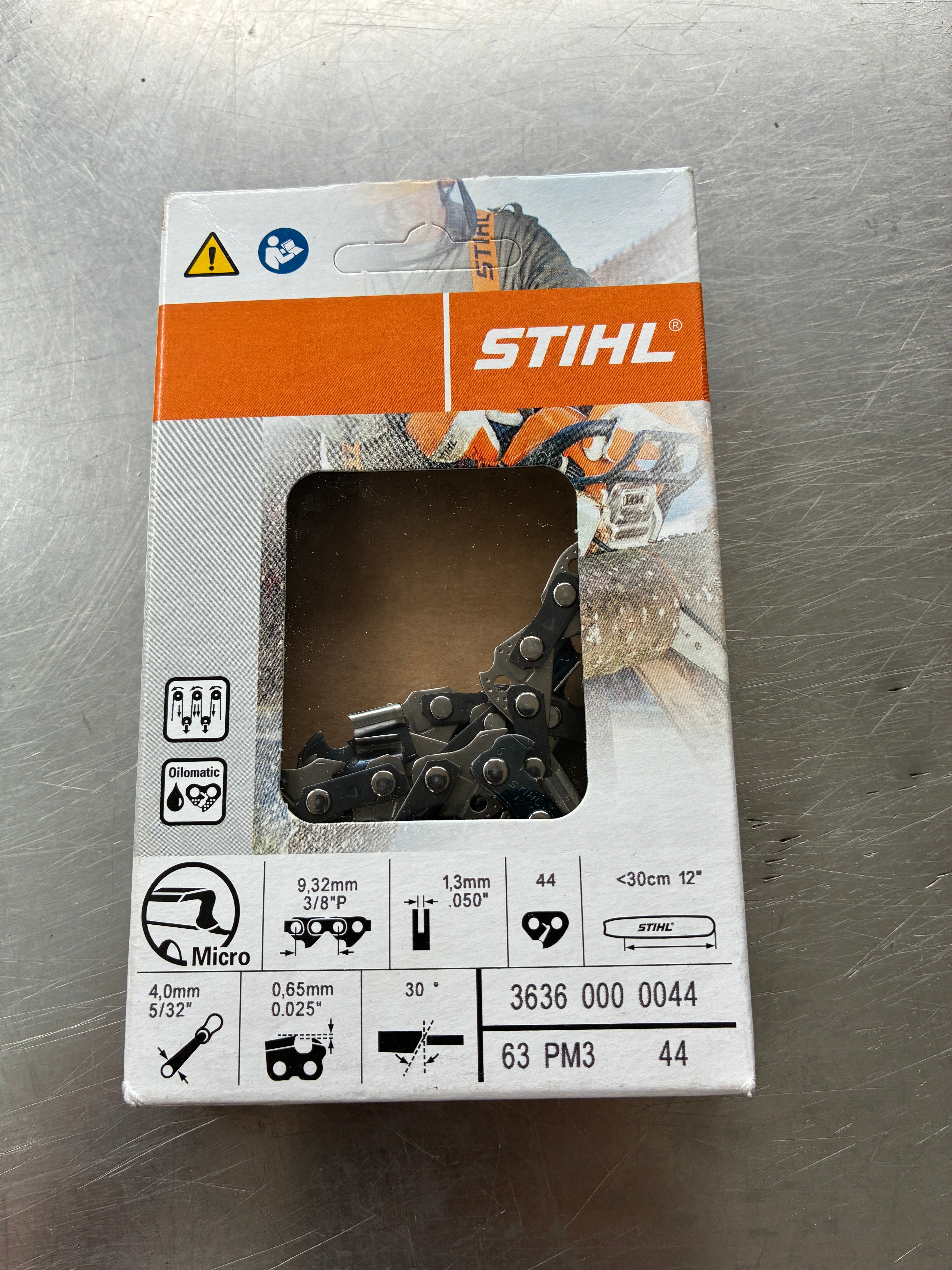 Chaîne Stihl 3/8 P 1.3 mm – 44 maillons – Pour guide 30 cm – Neuf