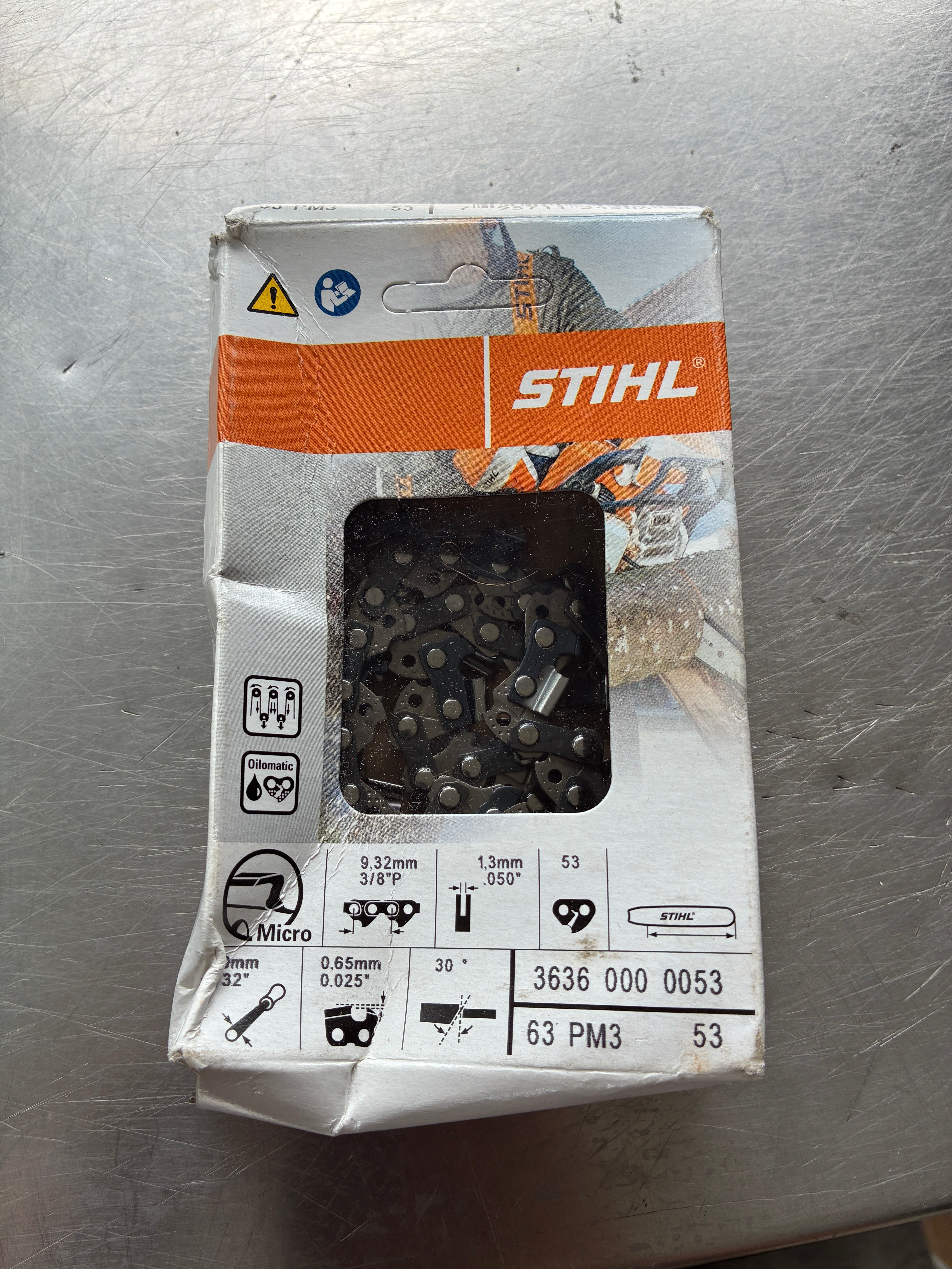 Chaîne Stihl Picco Micro 3 – 3/8" P – 1.3 mm – 53 maillons – Pour guide 35 cm – Neuf