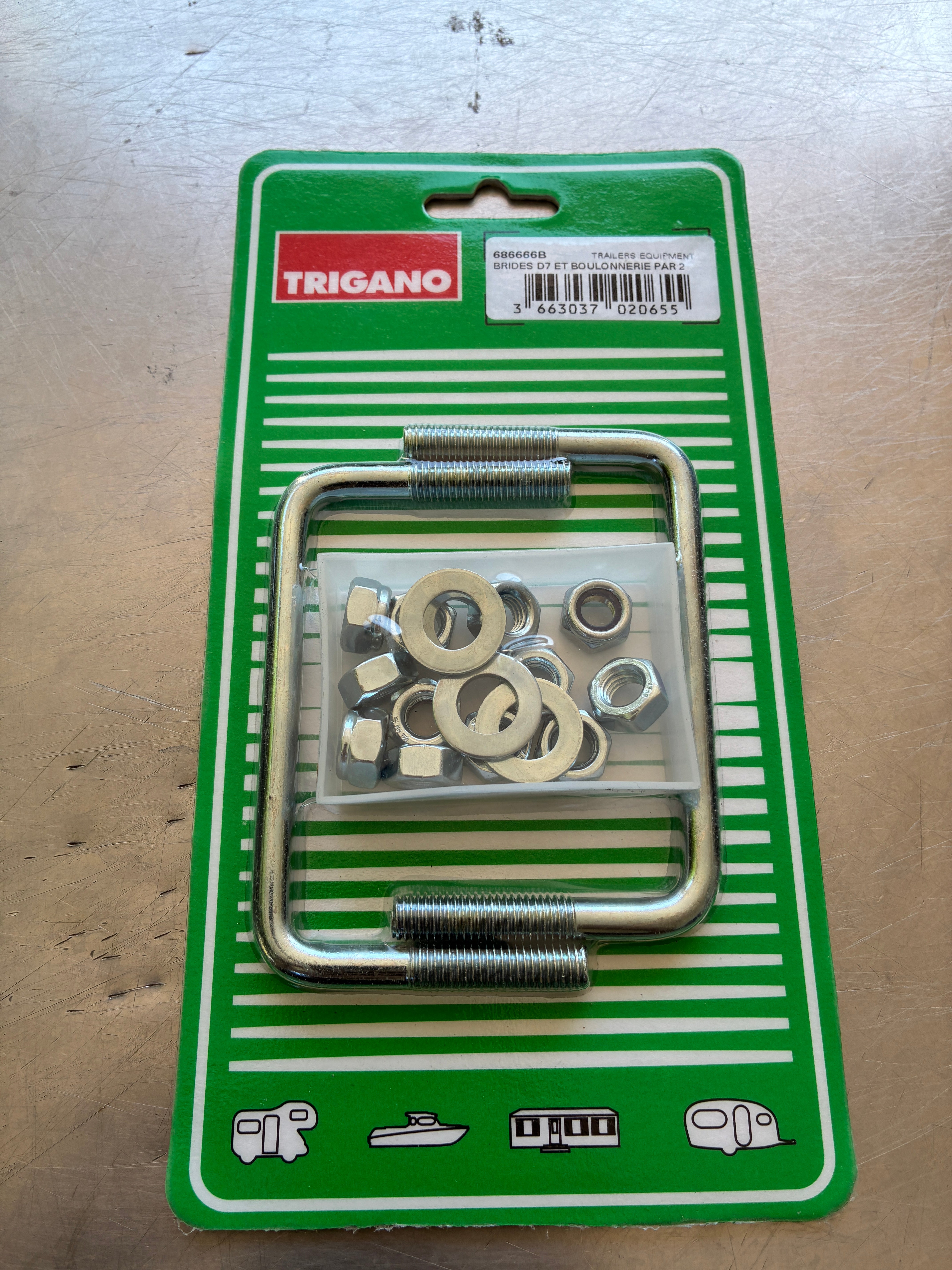 Kit brides Ø7 mm avec boulonnerie x2 – Trigano – Neuf