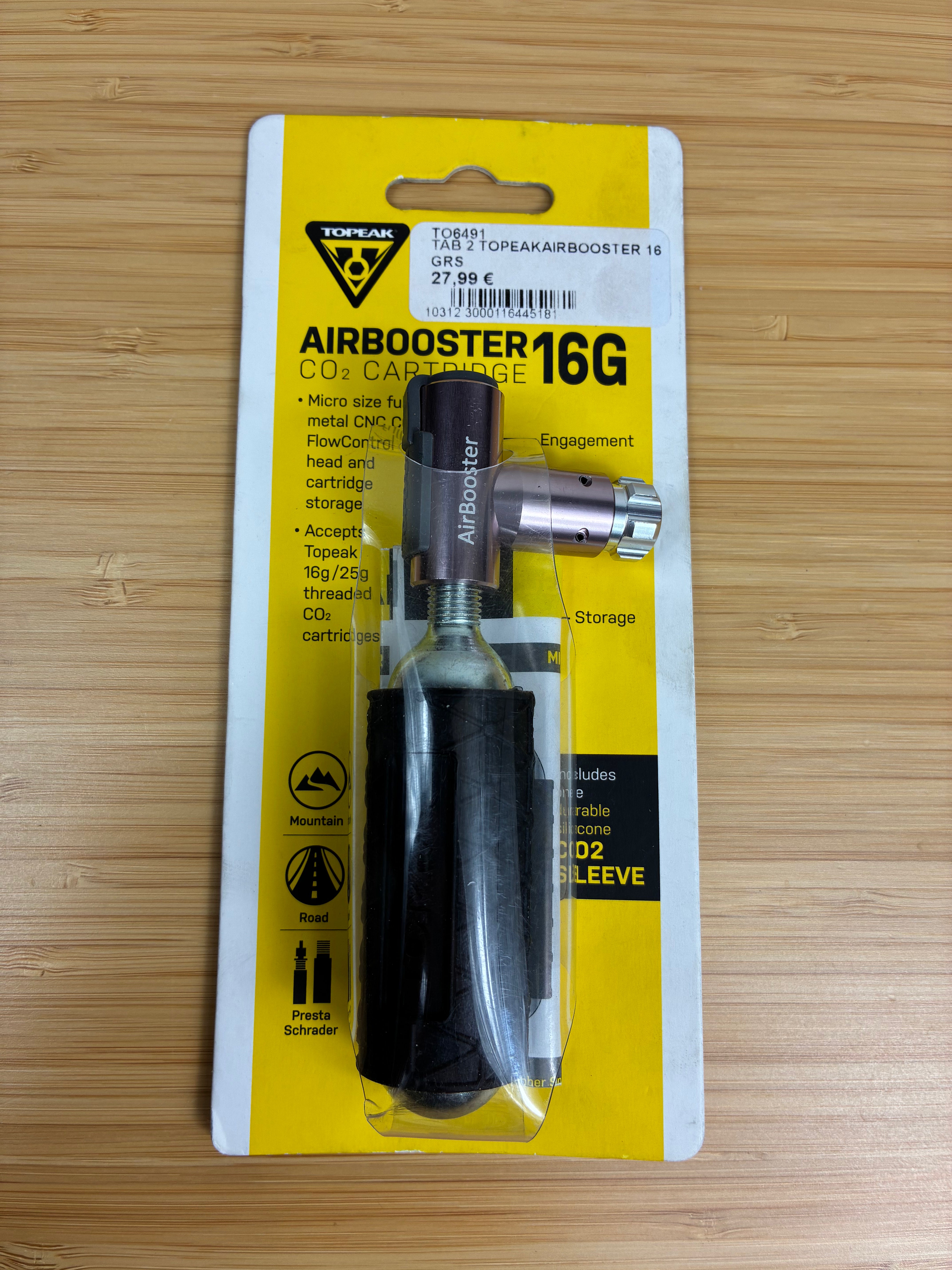 Cartouche CO2 Topeak Air Booster 16g gonfleur vélo Presta/Schrader – NEUF