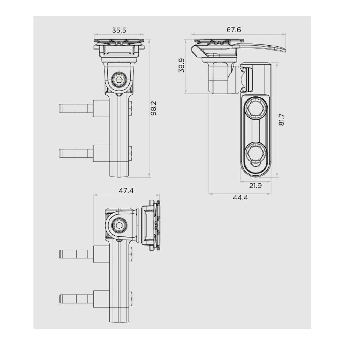 Support Smartphone Quad Lock Maître Cylindre Frein / Embrayage – Noir