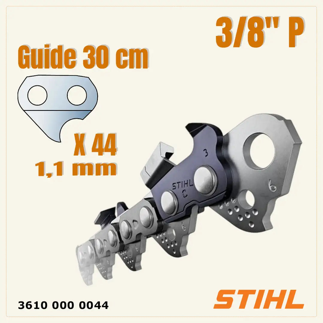 Chaîne Stihl PMM3 – 3/8" P – 1,1 mm – 44 maillons – Pour guide 30 cm – Neuf
