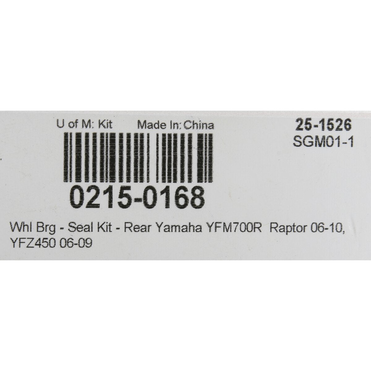 Kit roulement roue arrière Moose Racing Yamaha Raptor YFZ 0215-0168