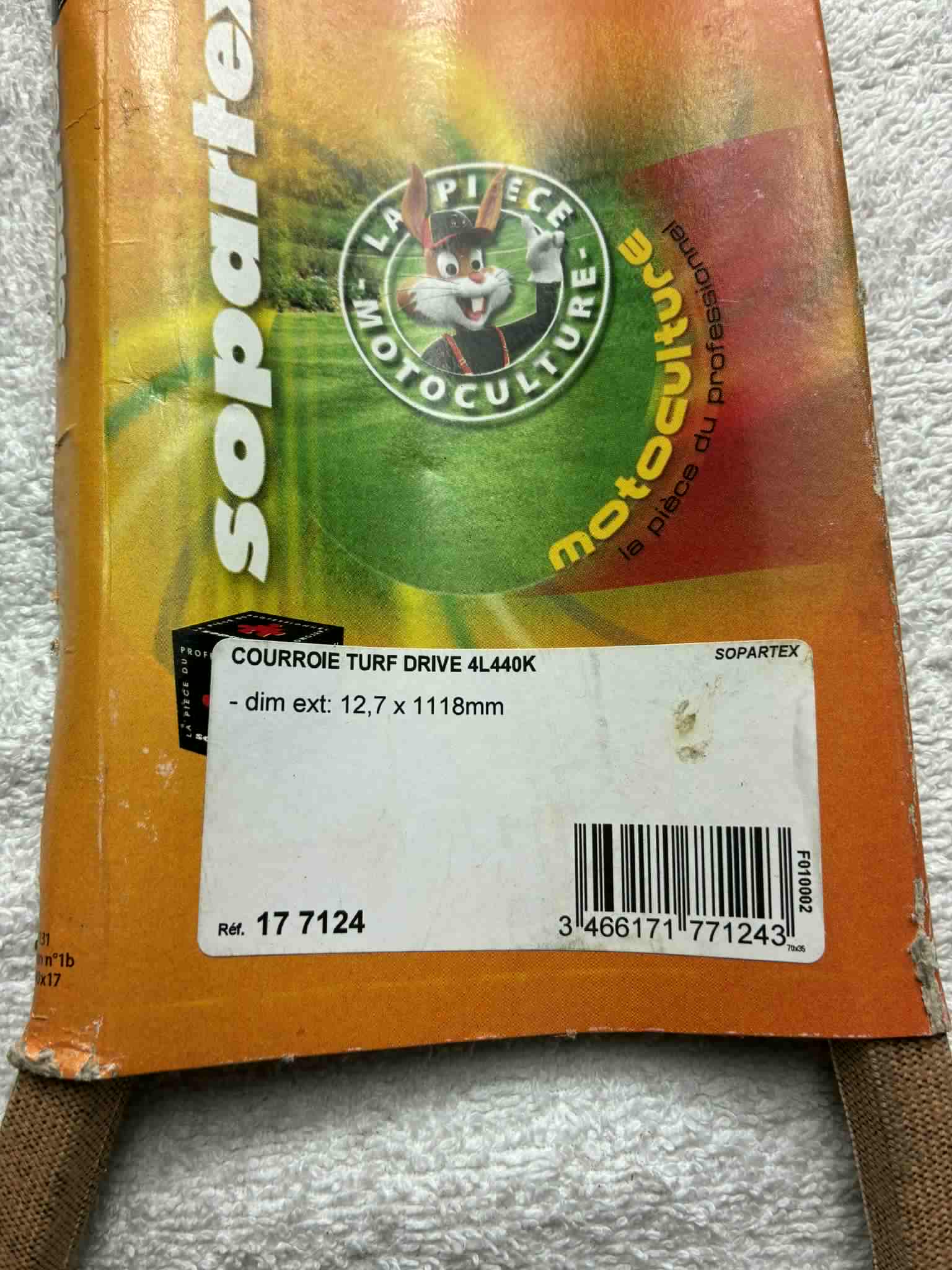 Courroie Sopartex Turf Drive 4L440K 12,7 x 1118 mm tondeuse Réf 17 7124 neuve
