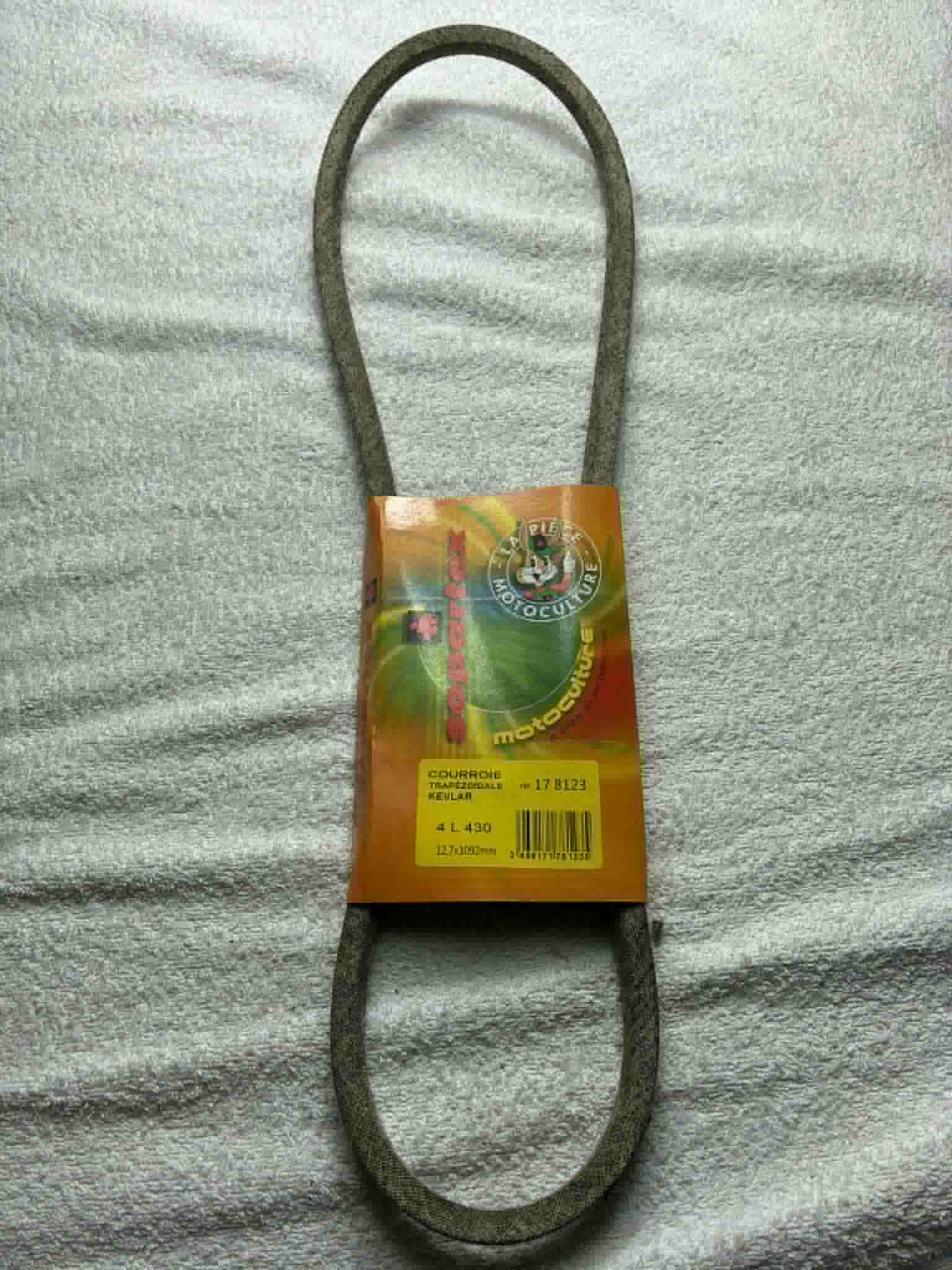 Courroie Sopartex 4L430 Kevlar 12,7 x 1092 mm tondeuse motoculture Réf 17 8123