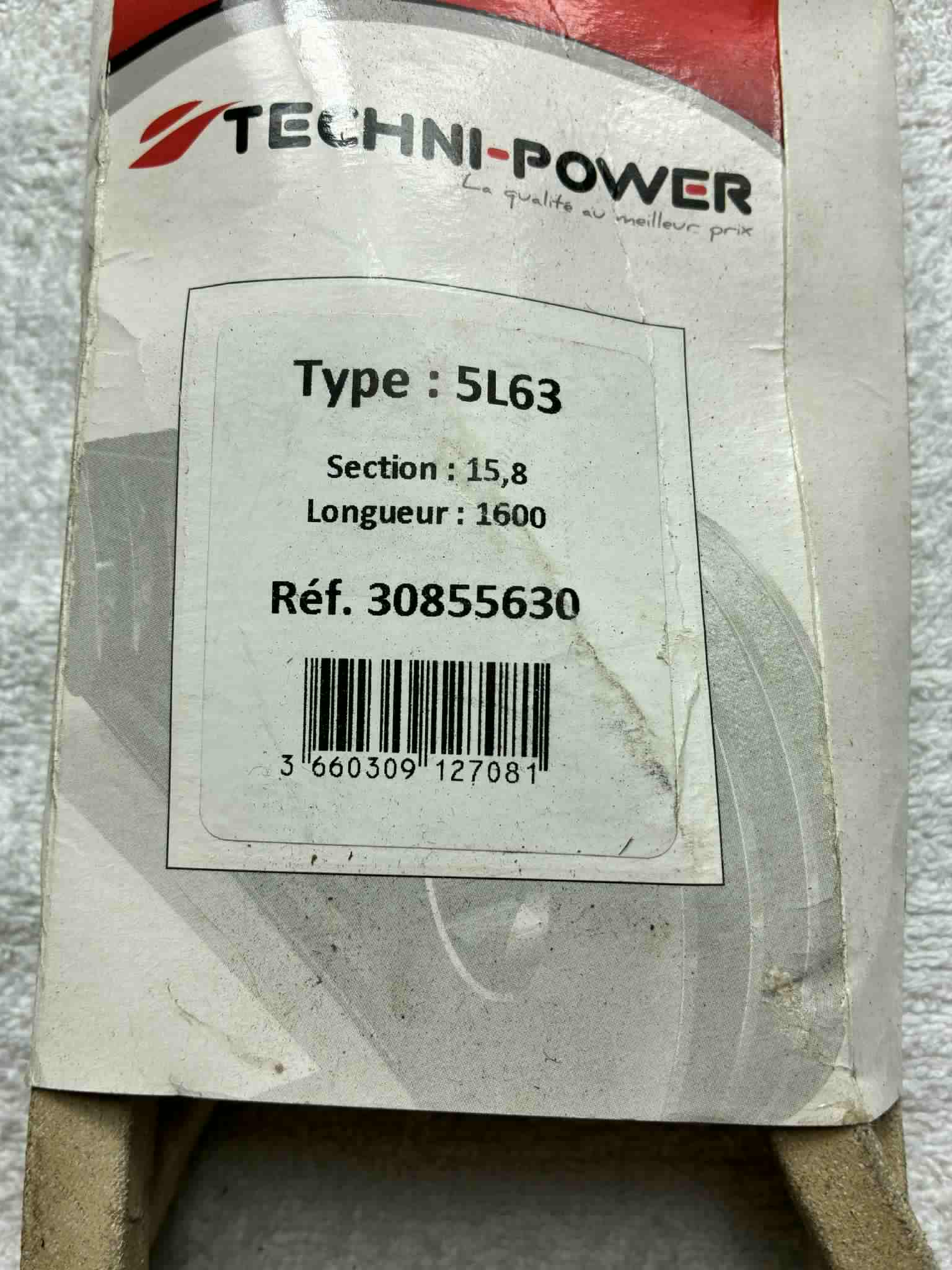Courroie Techni-Power 5L63 section 15,8 longueur 1600 mm Réf 30855630 neuve