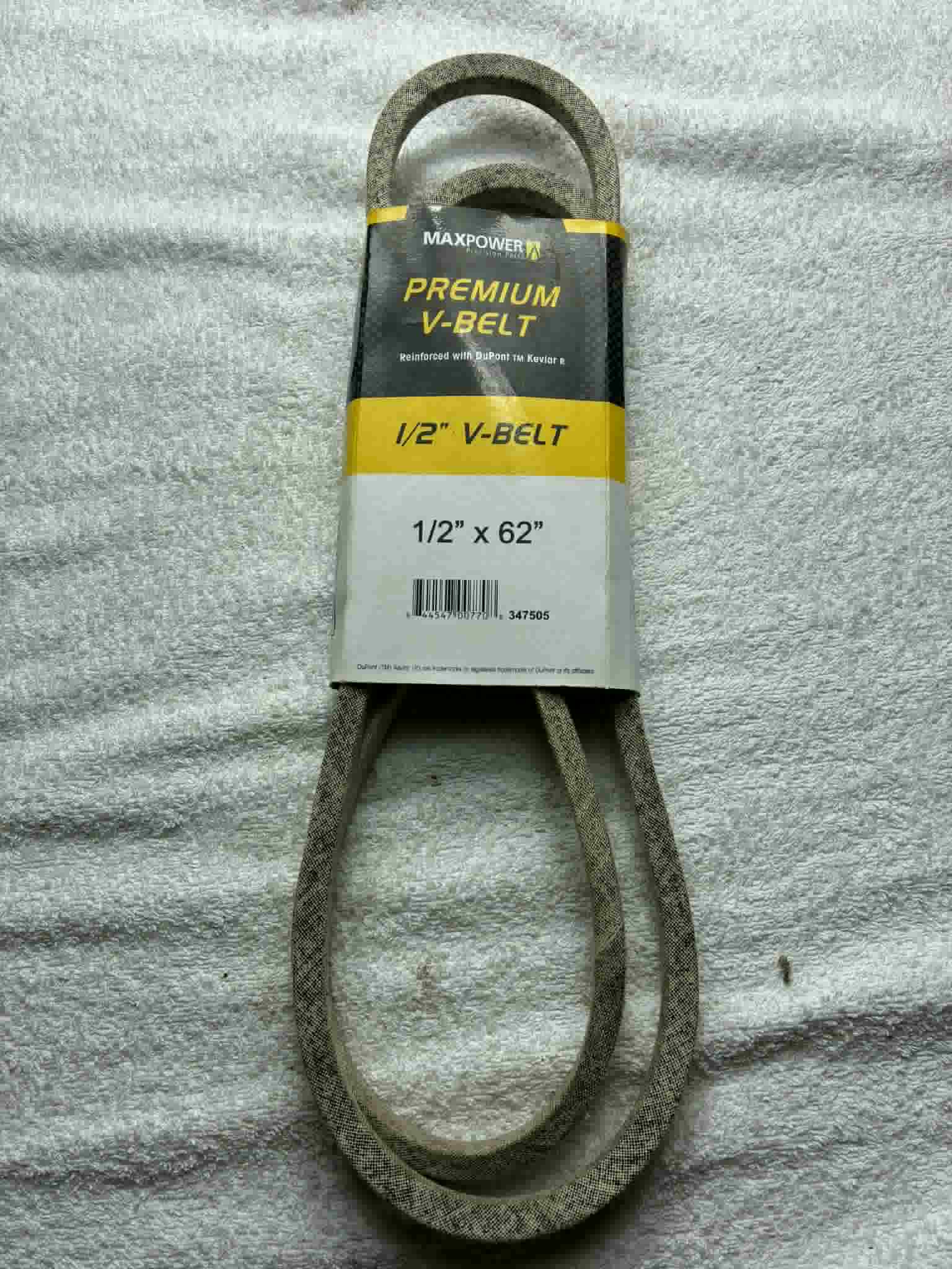 Courroie MaxPower 1/2 x 62” Premium V-Belt Kevlar tondeuse motoculture neuve