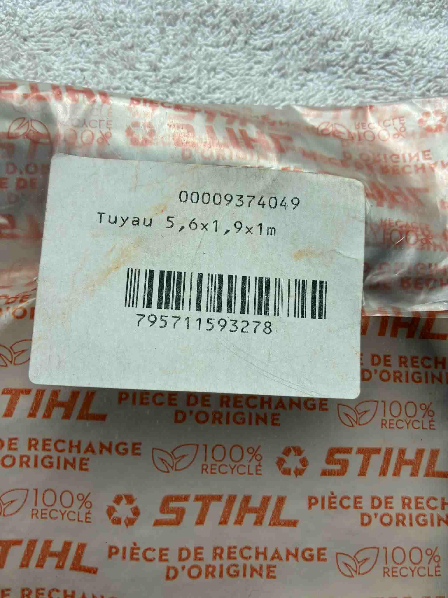 Durite / tuyau STIHL origine 00009374049 pour alimentation carburant