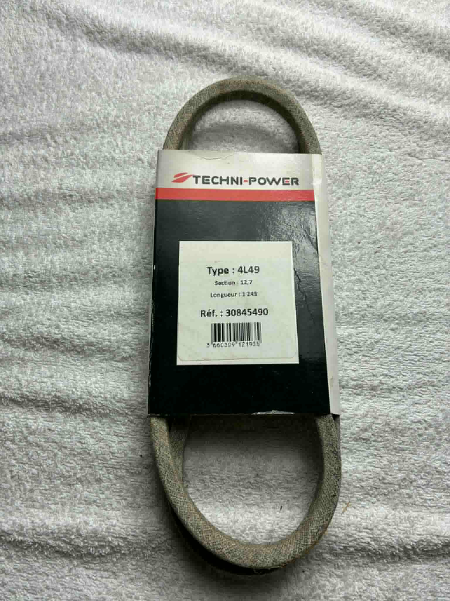Courroie trapézoïdale 4L49 12,7x1245 mm pour tondeuse ou motoculture neuve